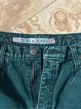 Vintage Zena Mom Jeans Women’s Size 12 Forest Green High Rise Tapered Denim 90s